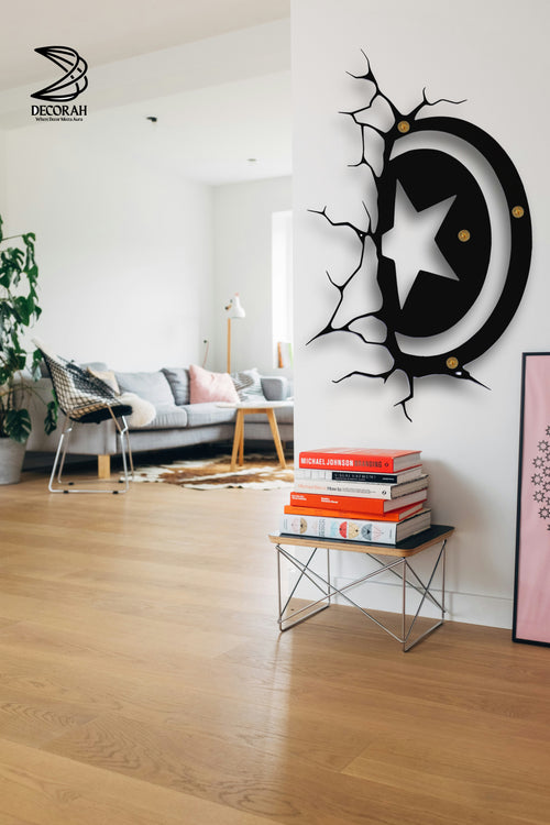 Captain America Shield CNC Metal Wall Art – Cracked Wall Effect