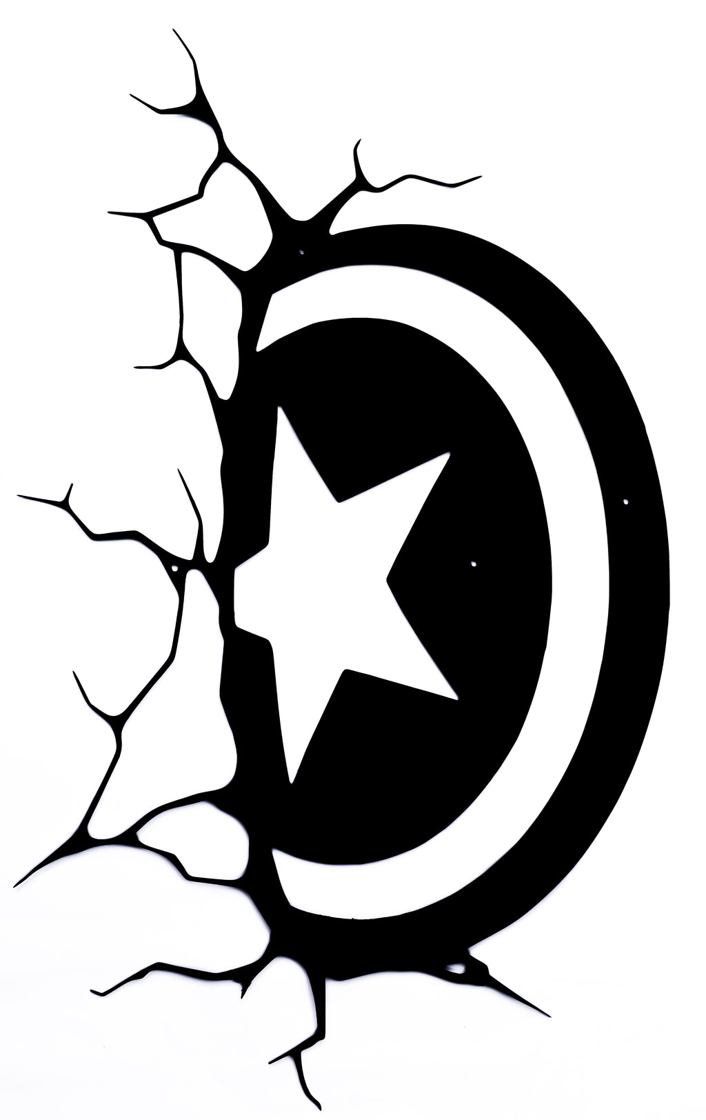 Captain America Shield CNC Metal Wall Art – Cracked Wall Effect