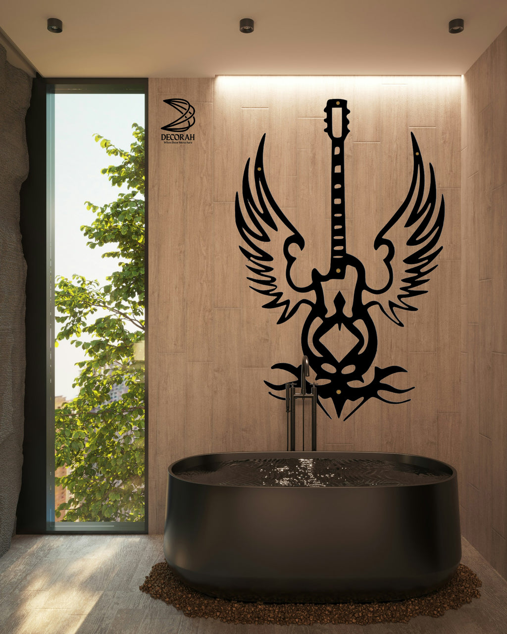 Flying Guitar CNC Metal Wall Art – Bold Musical Design