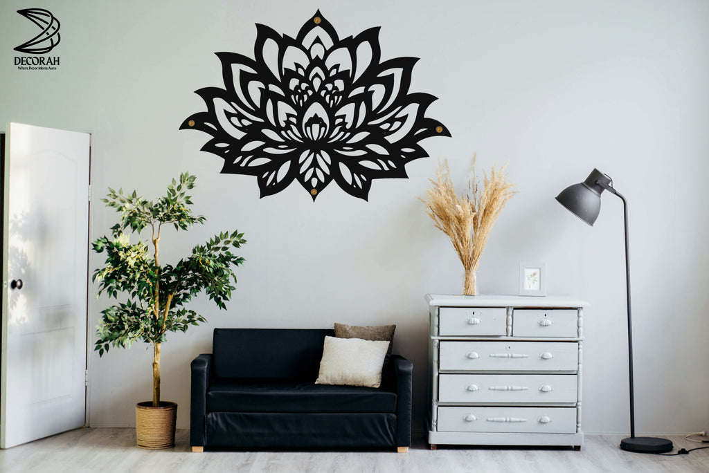 Lotus Mandala CNC Metal Wall Art – Elegant Spiritual Decor
