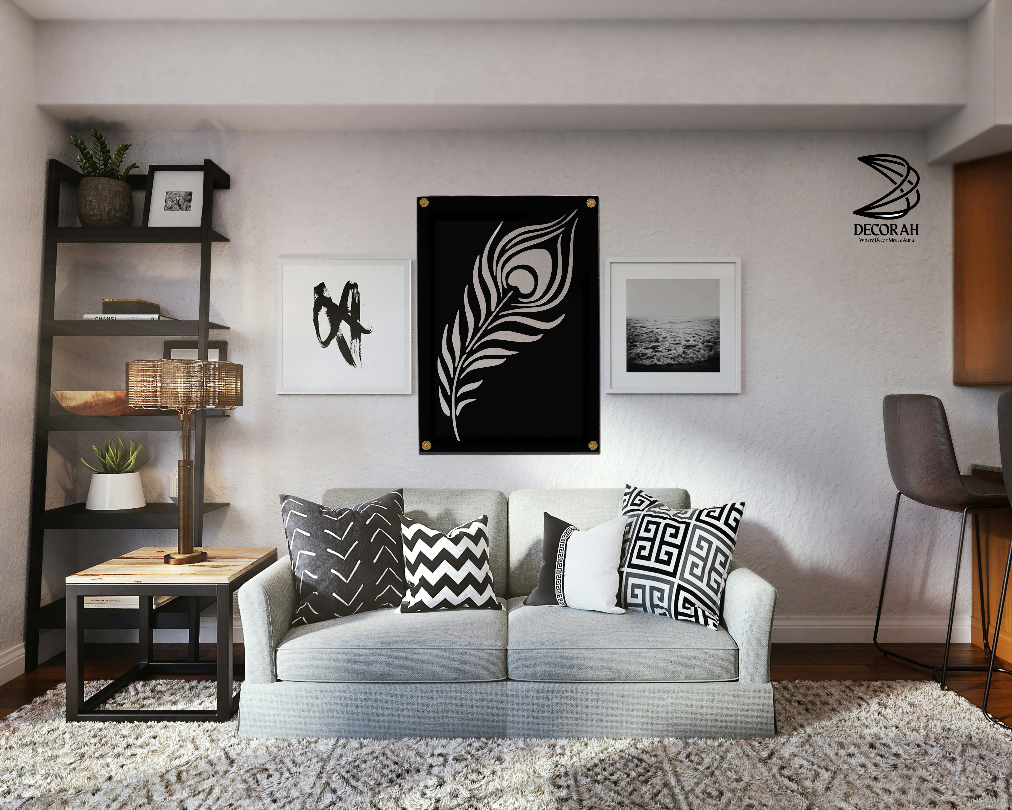 Peacock Feather CNC Metal Wall Art – Elegant Indian Décor by Decorah