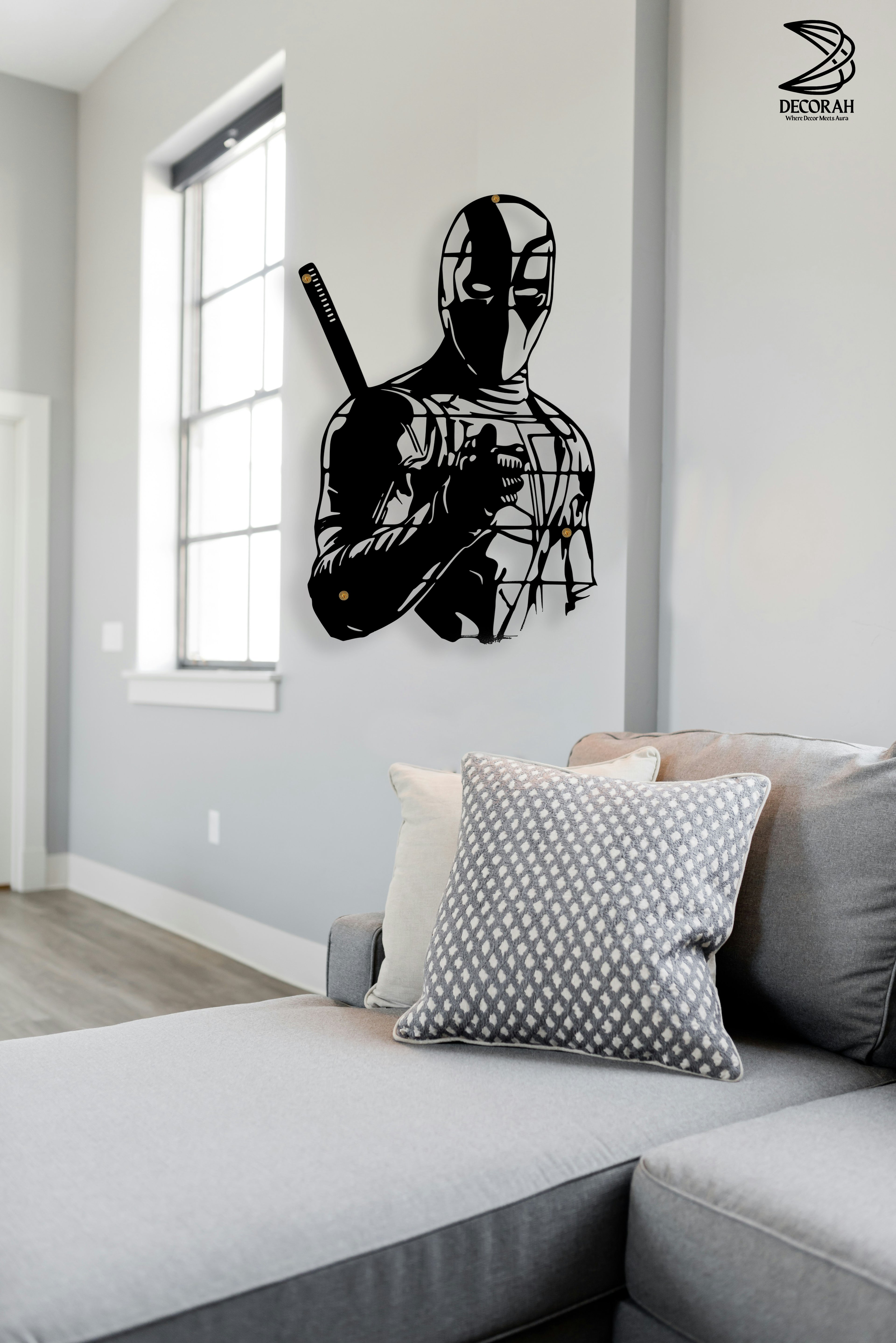 Superhero CNC Metal Wall Art – Comic-Inspired Decor (Deadpool Style)